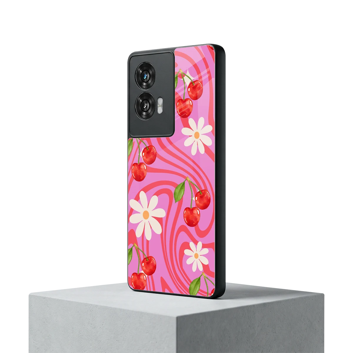 Floral Cherry motorola edge 50 fusion mobile cover | shockproof glass phone case