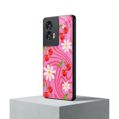 Floral Cherry motorola edge 50 fusion mobile cover | shockproof glass phone case