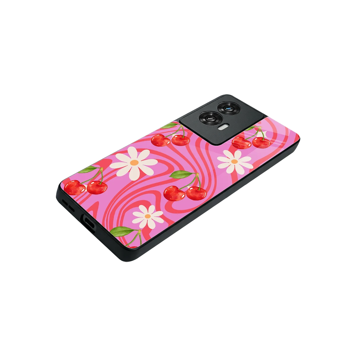 Floral Cherry stylish phone case for motorola edge 50 fusion | glossy glass and slim fit