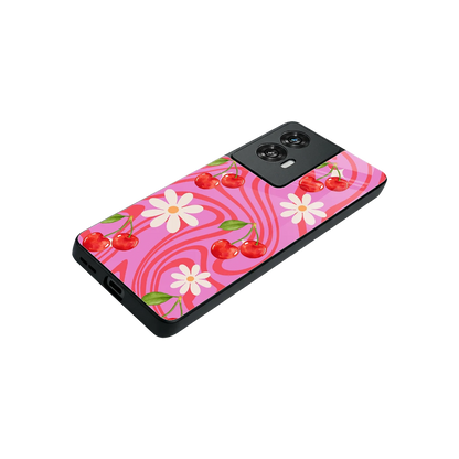 Floral Cherry stylish phone case for motorola edge 50 fusion | glossy glass and slim fit