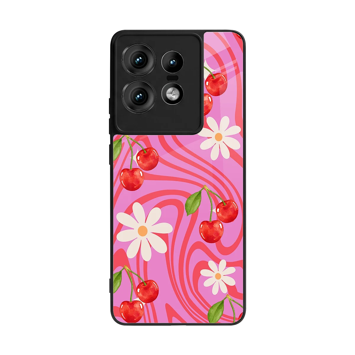 Floral Cherry back phone cover | glass case for motorola edge 50 pro