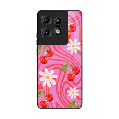 Floral Cherry back phone cover | glass case for motorola edge 50 pro