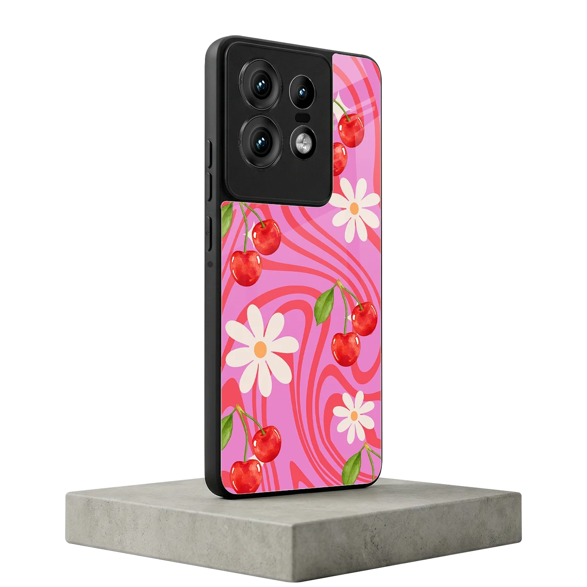 Floral Cherry motorola edge 50 pro mobile cover | shockproof glass phone case
