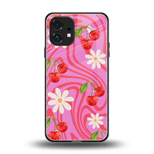 Floral Cherry back phone cover | glass case for nothing phone 1