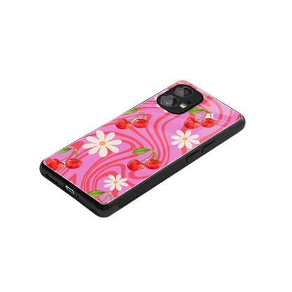 Floral Cherry stylish phone case for nothing phone 1 | glossy glass and slim fit