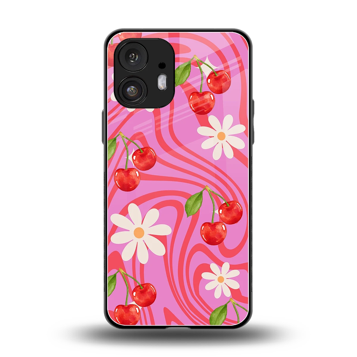 Floral Cherry back phone cover | glass case for nothing phone 2