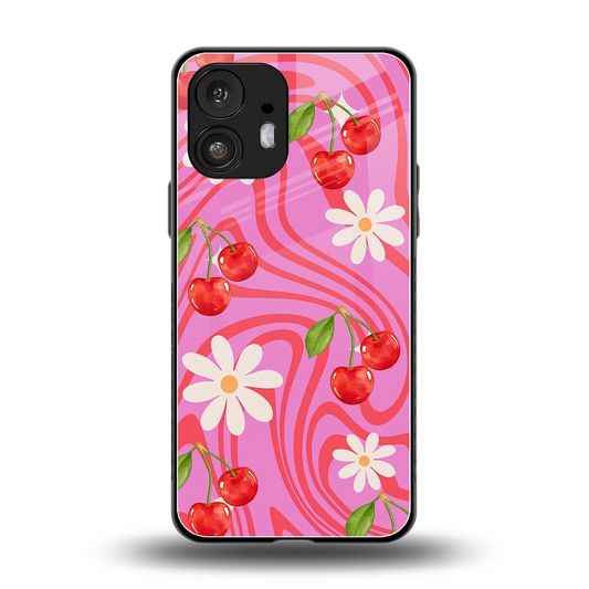 Floral Cherry back phone cover | glass case for nothing phone 2