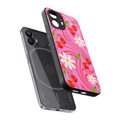 Floral Cherry sleek nothing phone 2 cover with tempered glass back and TPU edges