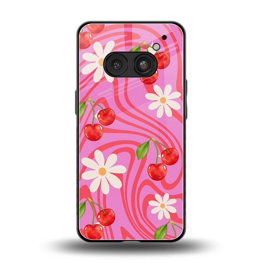 Floral Cherry back phone cover | glass case for nothing phone 2a plus