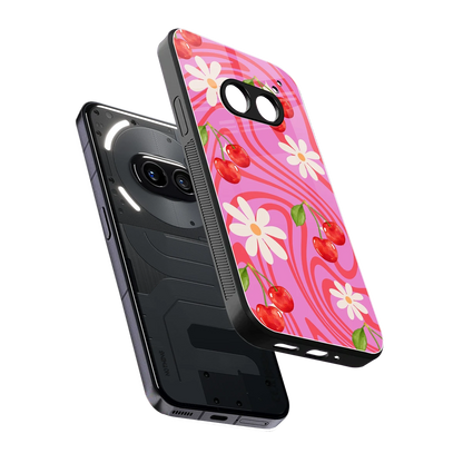 Floral Cherry sleek nothing phone 2a cover with tempered glass back and TPU edges