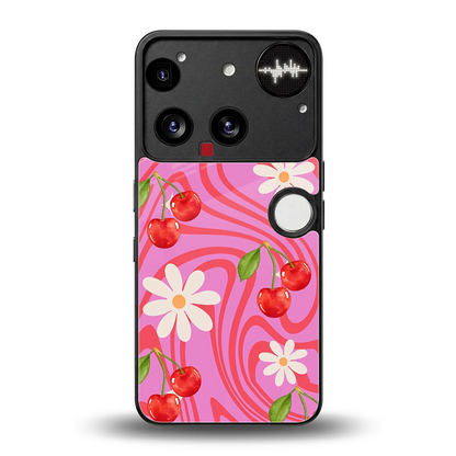 Floral Cherry back phone cover | glass case for nothing phone 3