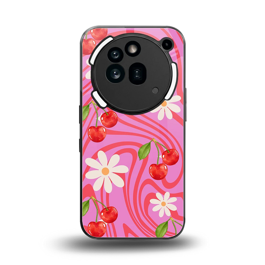 Floral Cherry back phone cover | glass case for nothing phone 3a pro