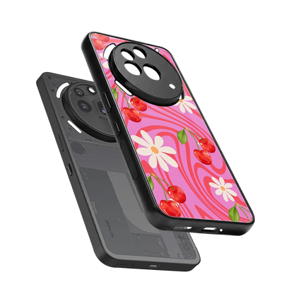 Floral Cherry sleek nothing phone 3a pro cover with tempered glass back and TPU edges