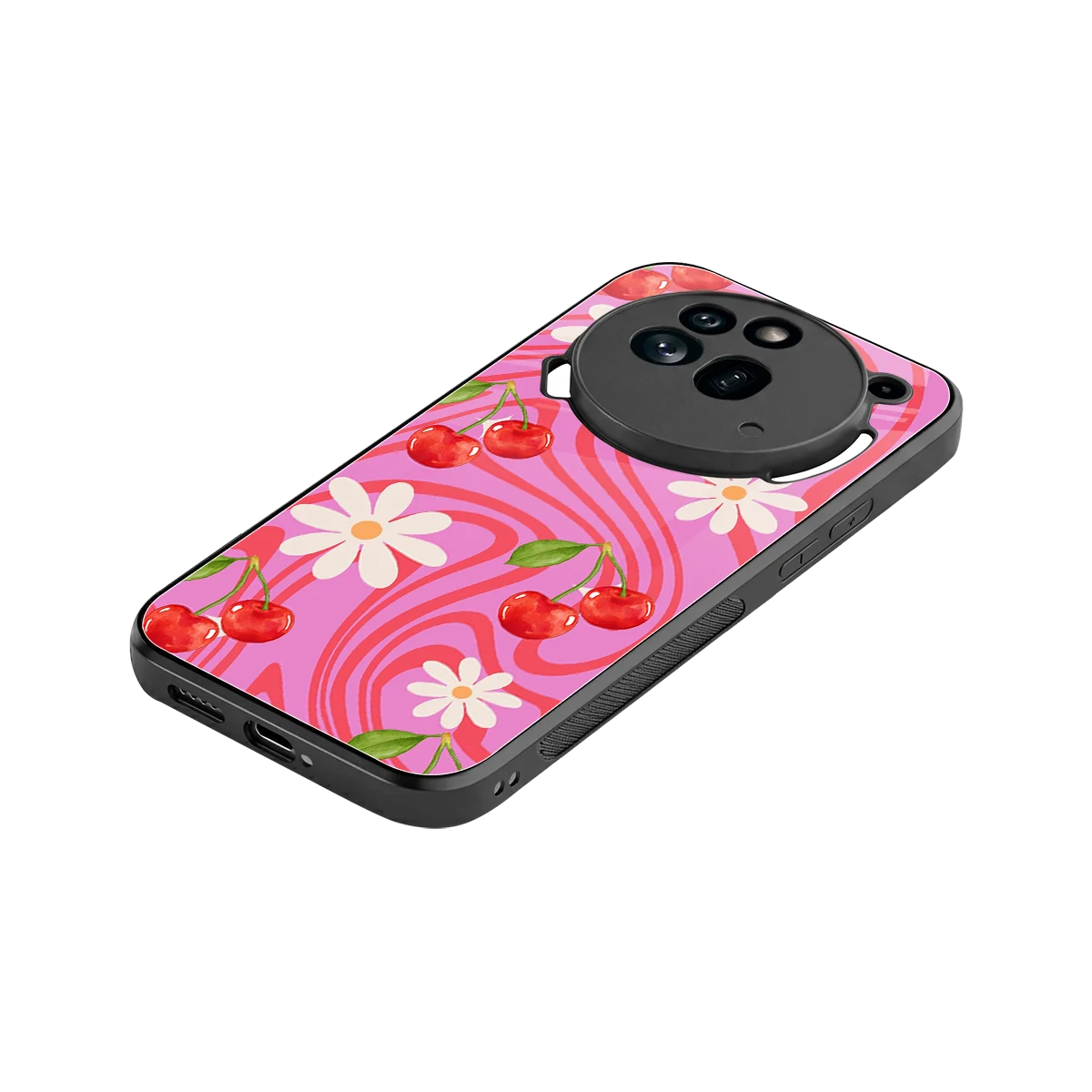 Floral Cherry stylish phone case for nothing phone 3a pro | glossy glass and slim fit