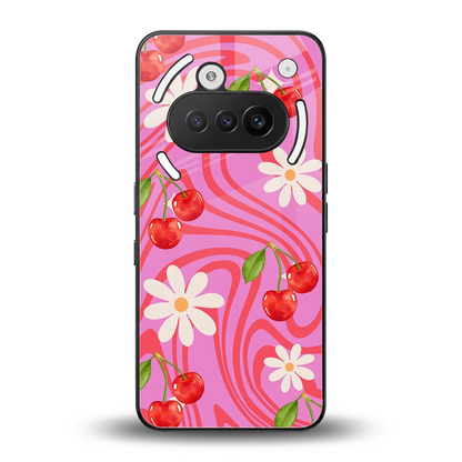 Floral Cherry back phone cover | glass case for nothing phone 3a