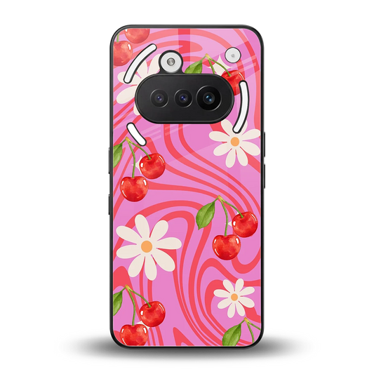 Floral Cherry back phone cover | glass case for nothing phone 3a