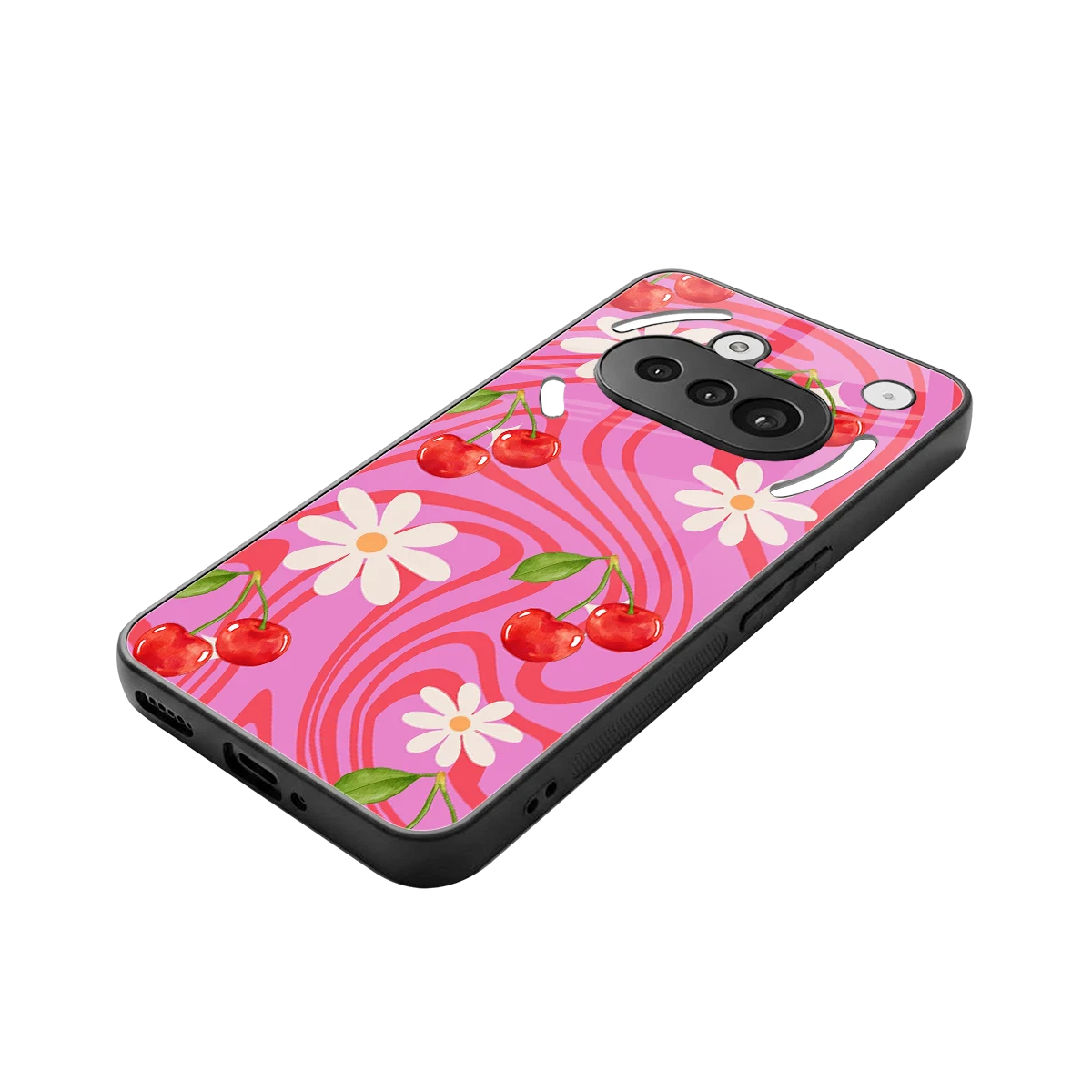 Floral Cherry stylish phone case for nothing phone 3a | glossy glass and slim fit