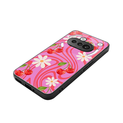 Floral Cherry stylish phone case for nothing phone 3a | glossy glass and slim fit
