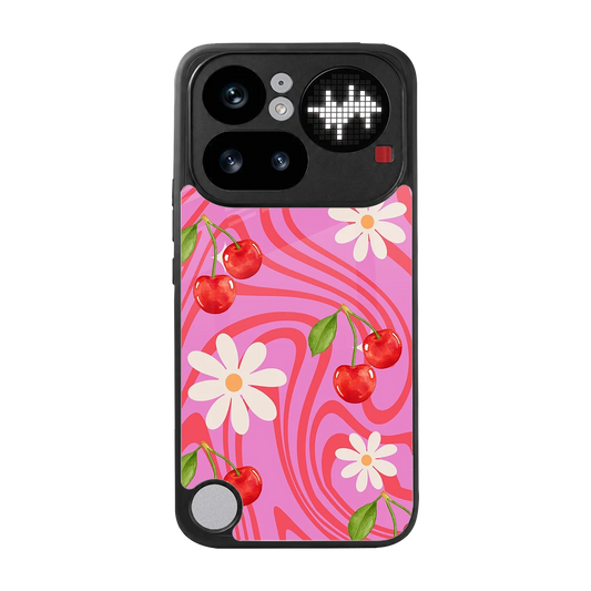 Floral Cherry back phone cover | glass case for nothing phone 4a pro