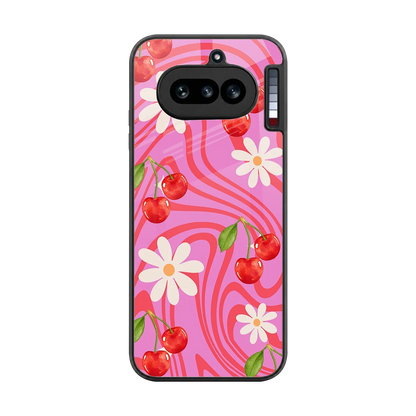 Floral Cherry back phone cover | glass case for nothing phone 4a