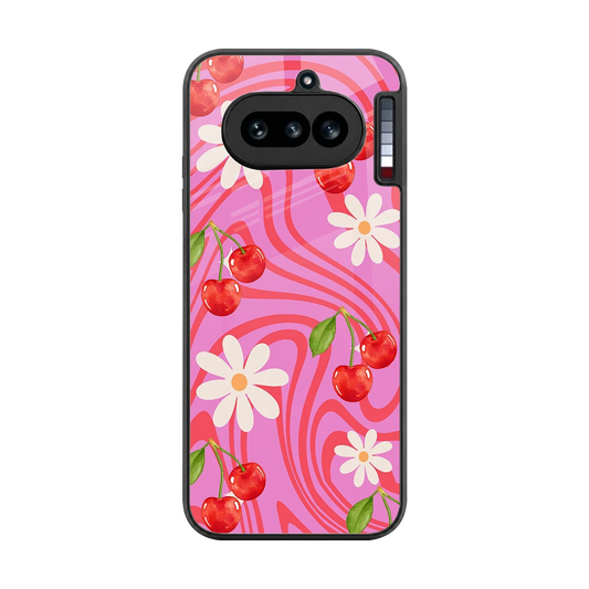 Floral Cherry back phone cover | glass case for nothing phone 4a