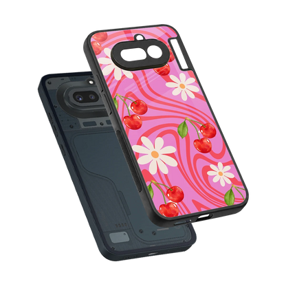 Floral Cherry sleek nothing phone 4a cover with tempered glass back and TPU edges
