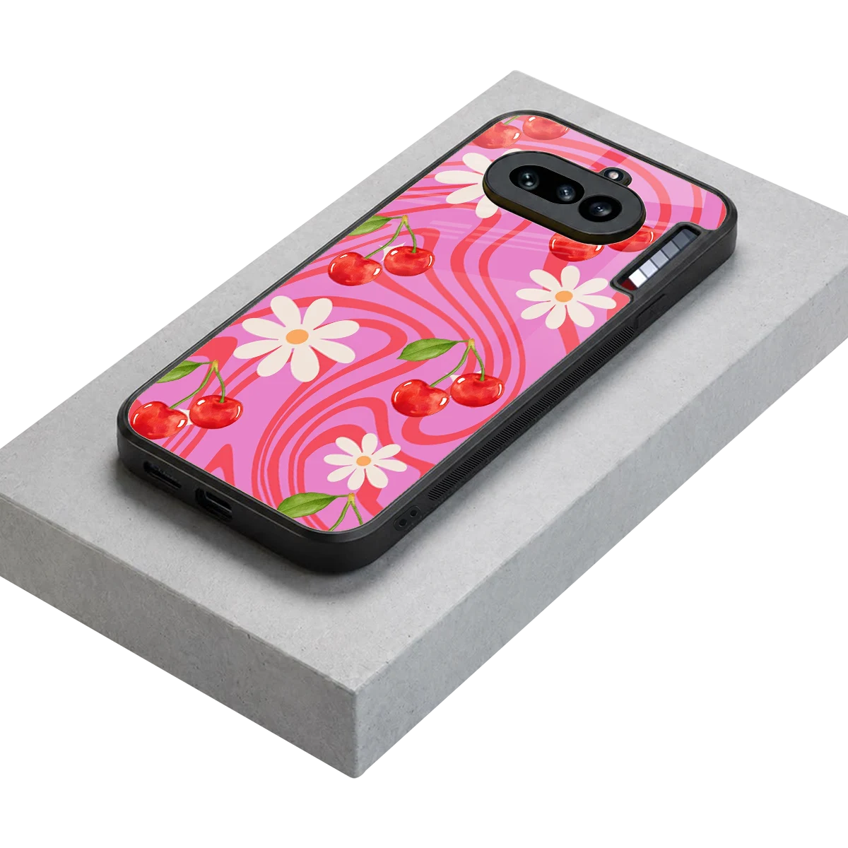 Floral Cherry stylish phone case for nothing phone 4a | glossy glass and slim fit