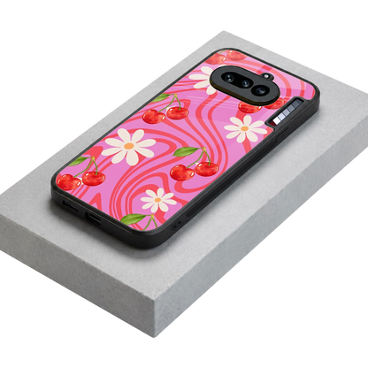 Floral Cherry stylish phone case for nothing phone 4a | glossy glass and slim fit