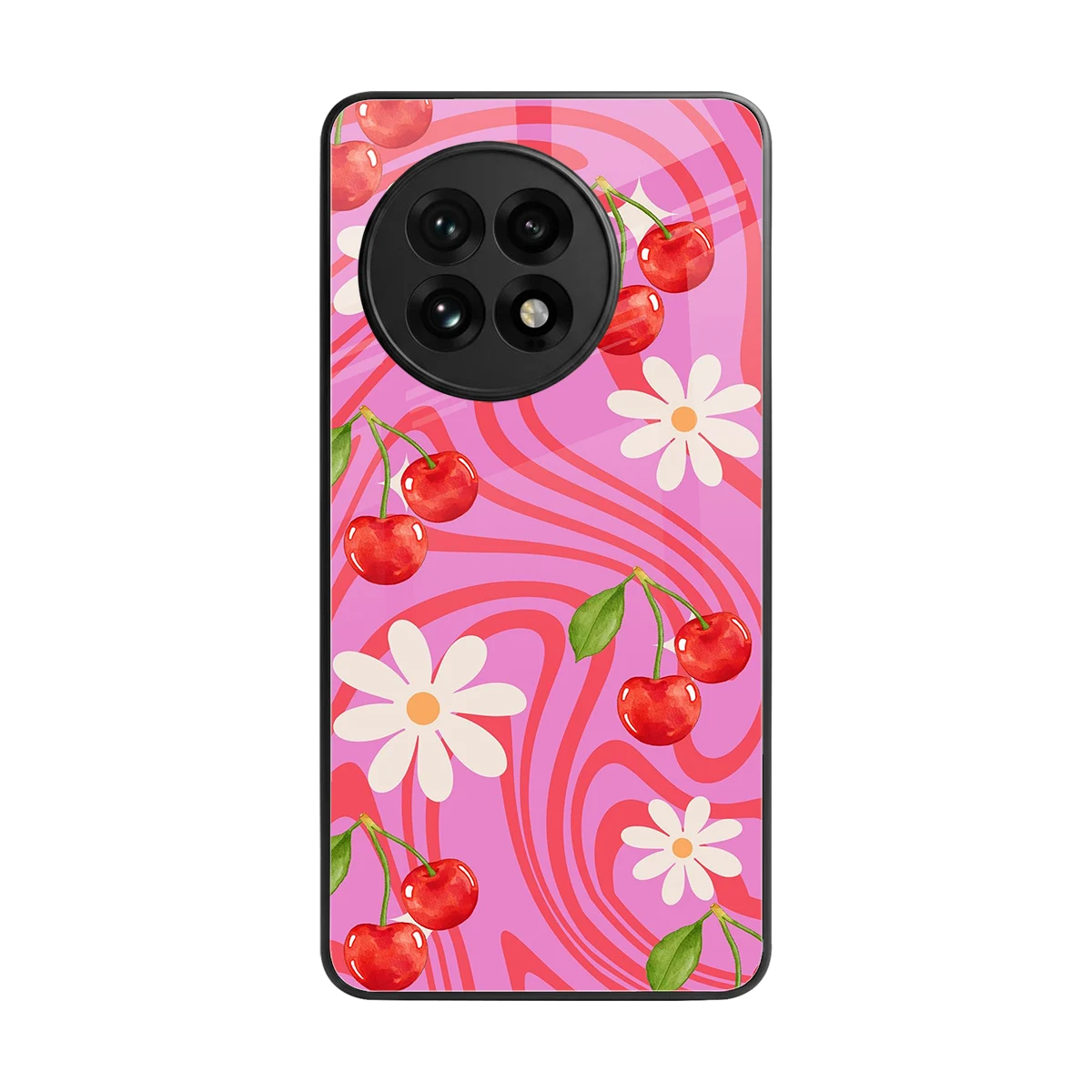 Floral Cherry back phone cover | glass case for oneplus 13r