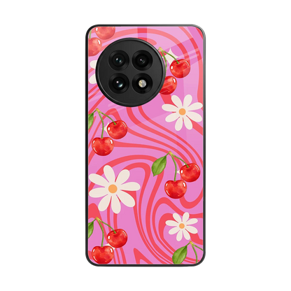 Floral Cherry back phone cover | glass case for oneplus 13r