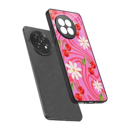 Floral Cherry sleek oneplus 13r cover with tempered glass back and TPU edges