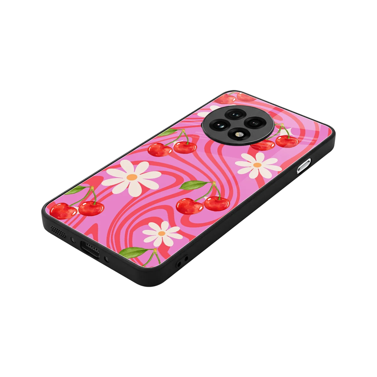 Floral Cherry stylish phone case for oneplus 13r | glossy glass and slim fit