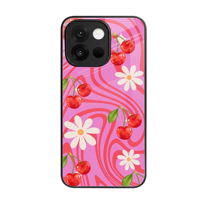Floral Cherry back phone cover | glass case for oneplus 13s