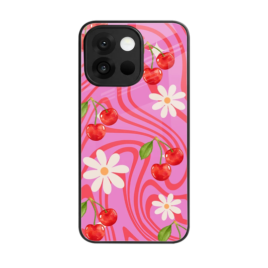 Floral Cherry back phone cover | glass case for oneplus 13s