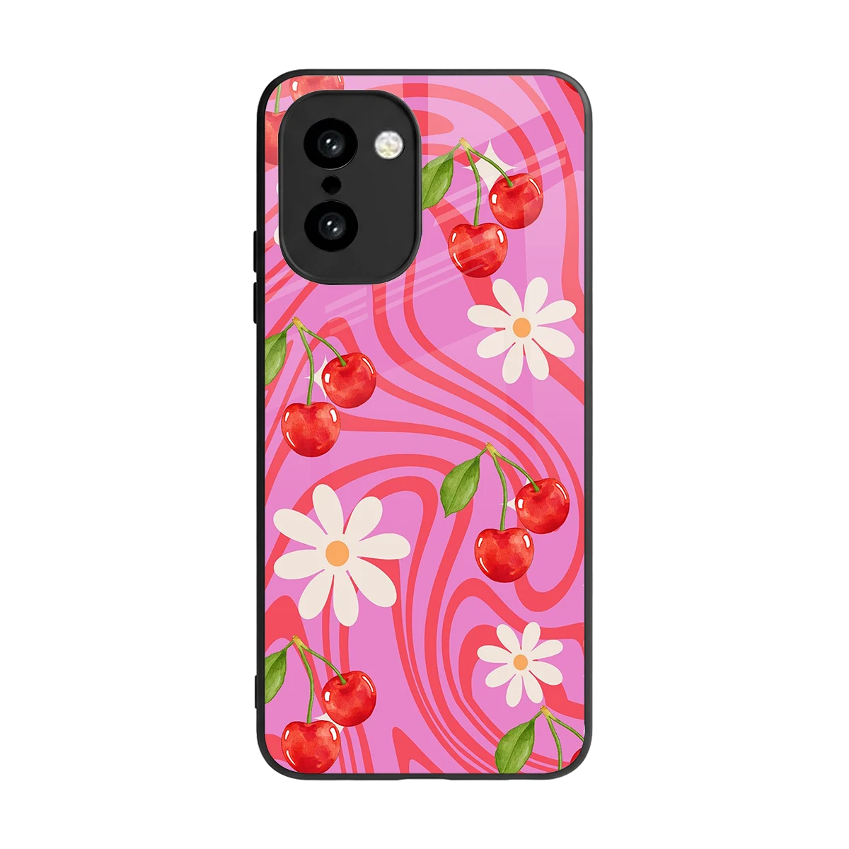 Floral Cherry back phone cover | glass case for oneplus 15r
