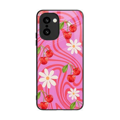 Floral Cherry back phone cover | glass case for oneplus 15r