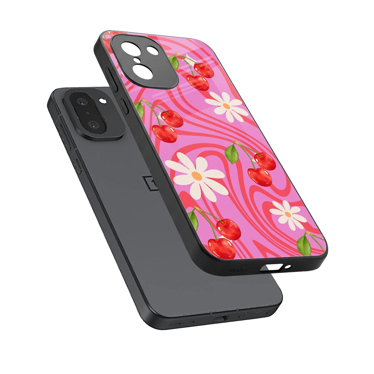 Floral Cherry sleek oneplus 15r cover with tempered glass back and TPU edges