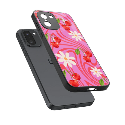 Floral Cherry sleek oneplus 15r cover with tempered glass back and TPU edges