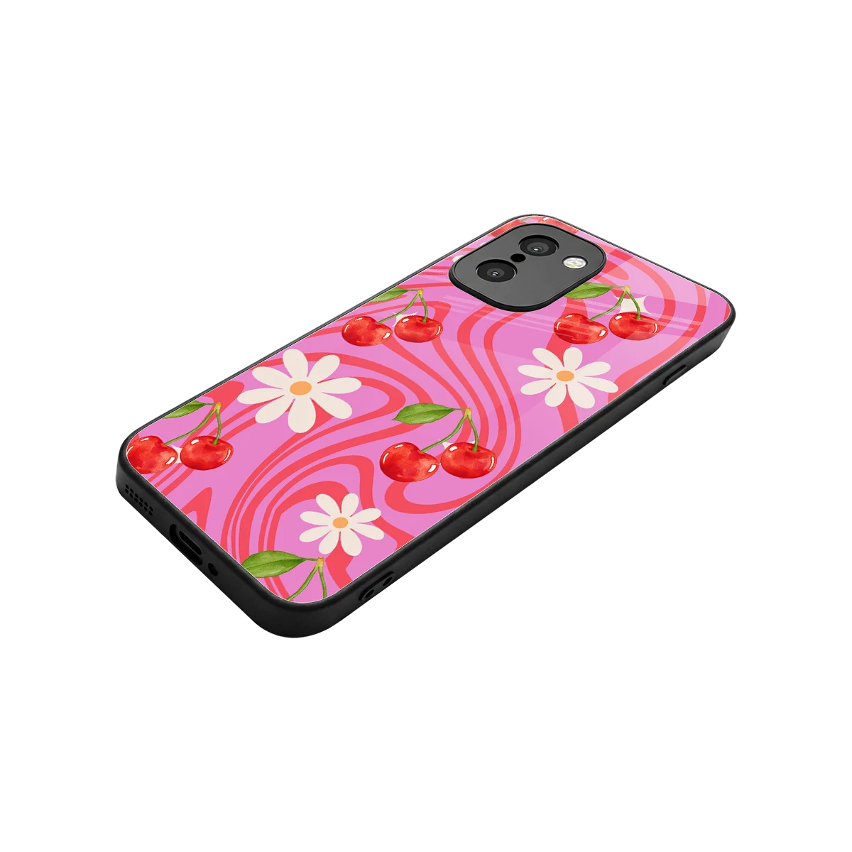 Floral Cherry stylish phone case for oneplus 15r | glossy glass and slim fit