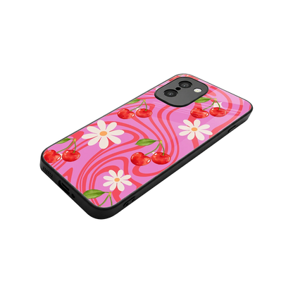 Floral Cherry stylish phone case for oneplus 15r | glossy glass and slim fit