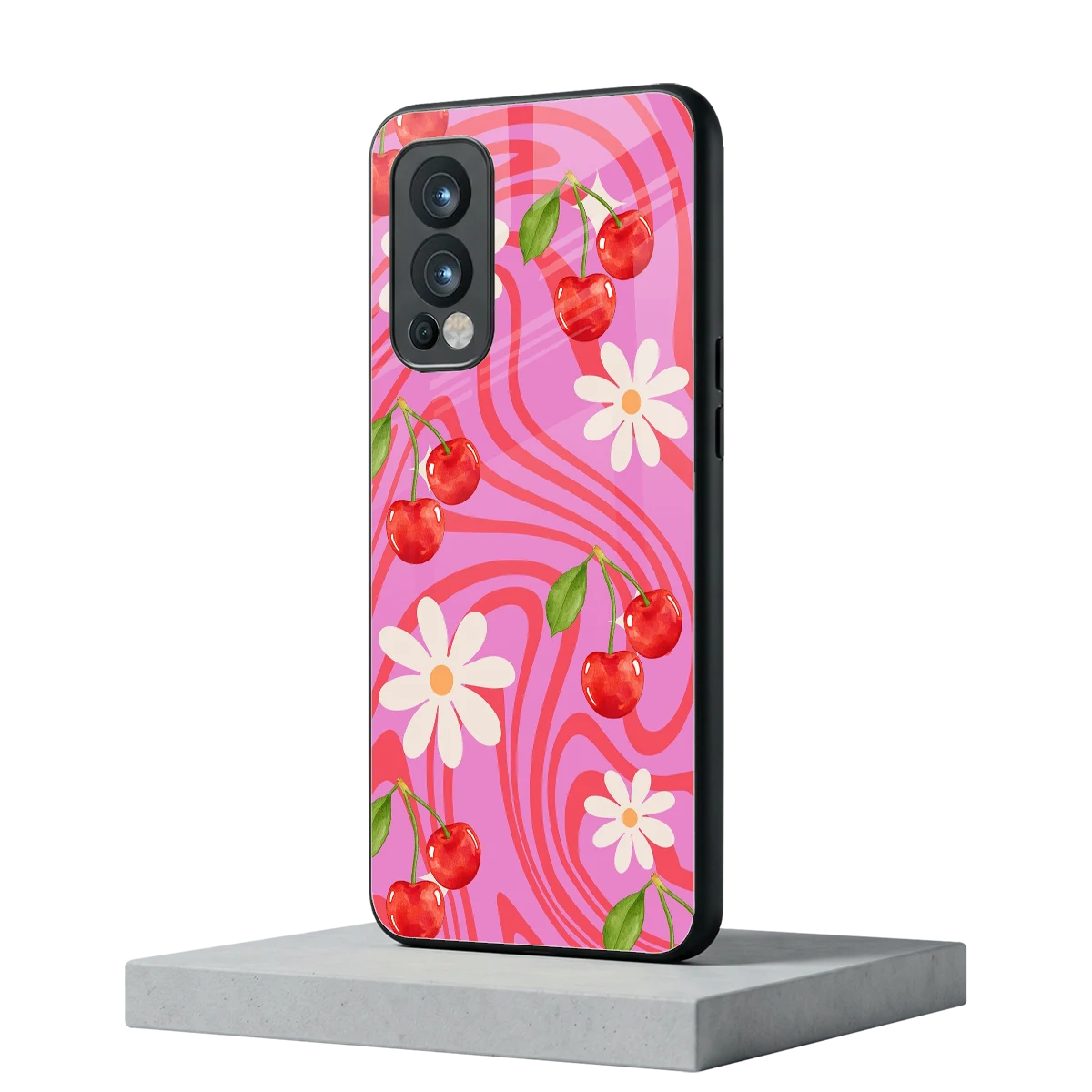 Floral Cherry oneplus nord 2 mobile cover | shockproof glass phone case