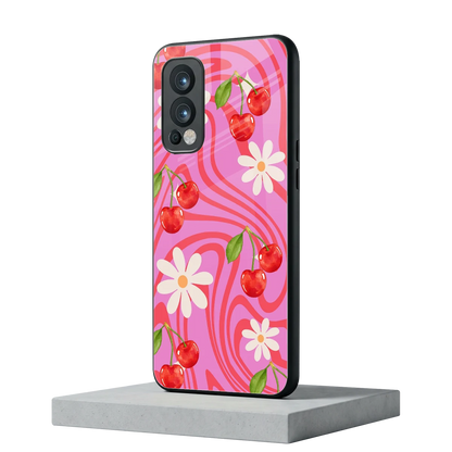 Floral Cherry oneplus nord 2 mobile cover | shockproof glass phone case