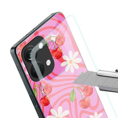 Floral Cherry stylish phone case for oneplus nord 3 | glossy glass and slim fit