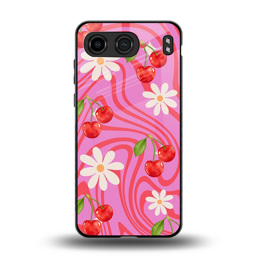 Floral Cherry back phone cover | glass case for oneplus nord 4