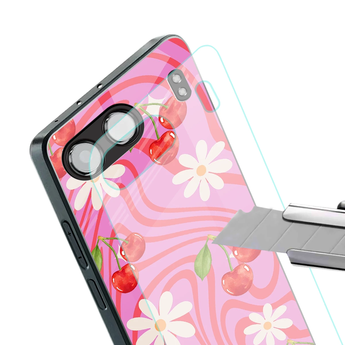 Floral Cherry stylish phone case for oneplus nord 4 | glossy glass and slim fit