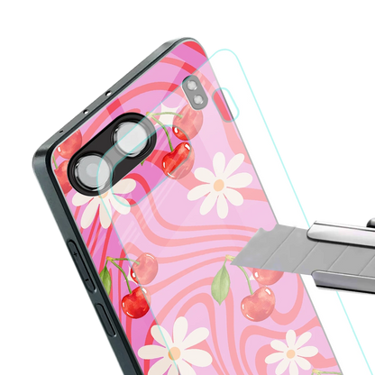 Floral Cherry stylish phone case for oneplus nord 4 | glossy glass and slim fit