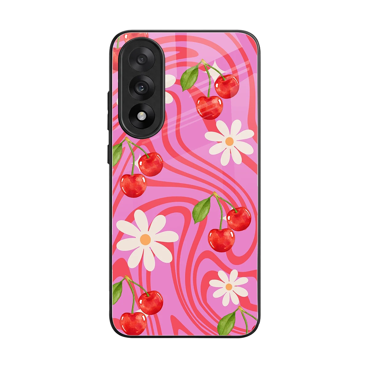 Floral Cherry back phone cover | glass case for oneplus nord 5