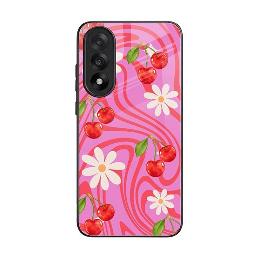 Floral Cherry back phone cover | glass case for oneplus nord 5