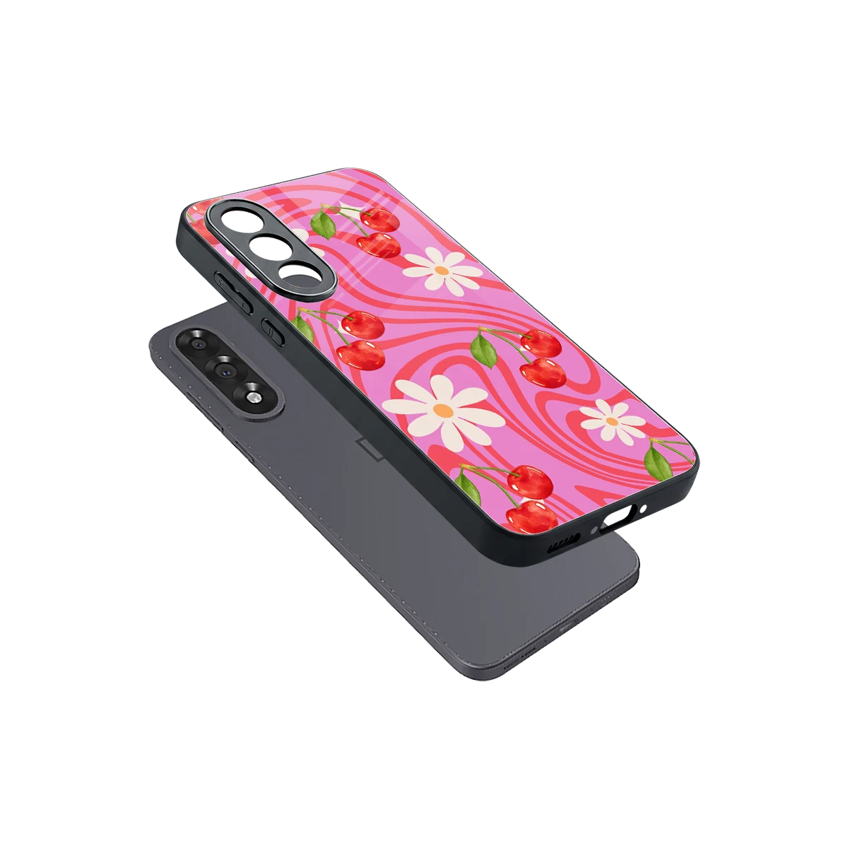 Floral Cherry sleek oneplus nord 5 cover with tempered glass back and TPU edges