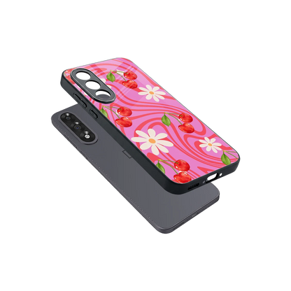 Floral Cherry sleek oneplus nord 5 cover with tempered glass back and TPU edges